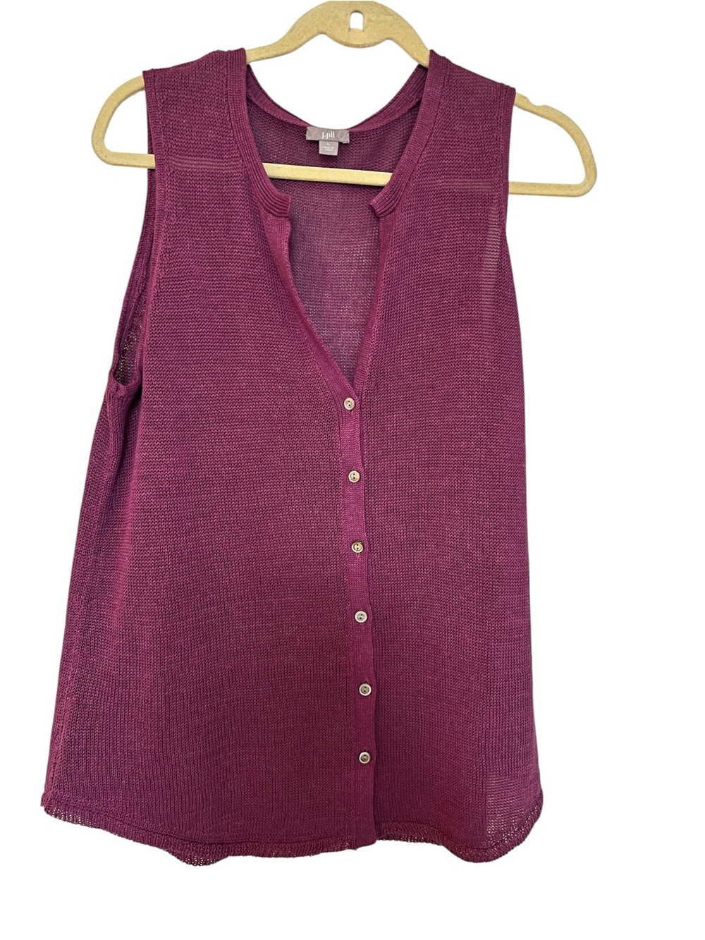 J.Jill Aster Sleeveless Sweater Vest Linen Blend Plum Color Size L
